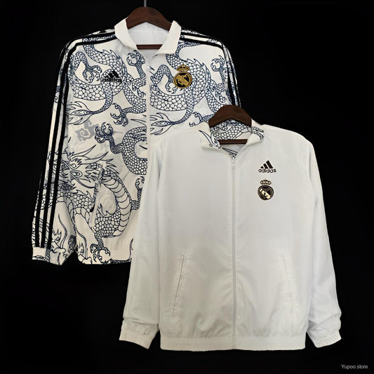 REAL MADRID WHITE DRAGON REVERSIBLE ZIPPER JACKET 23/24