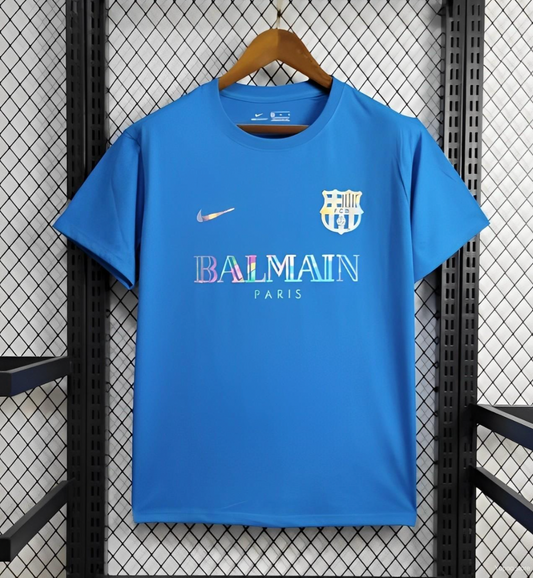 BARCELONA X BALMAIN BLUE TRAINING JERSEY 24/25